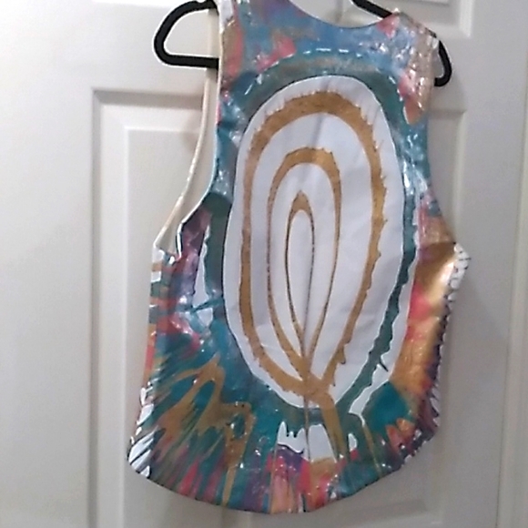 Terry & Toni Vintage 80s Hand Painted Leather Vest - Picture 6 of 14
